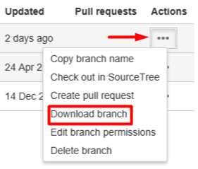 Select actions and then Download branch