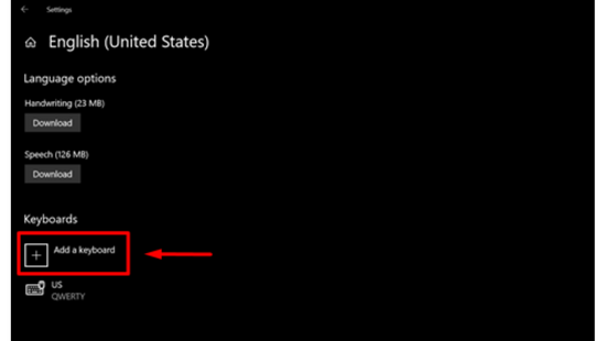 Select Add a keyboard