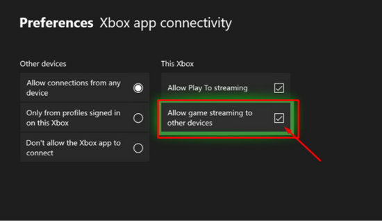 Select Allow game streaming