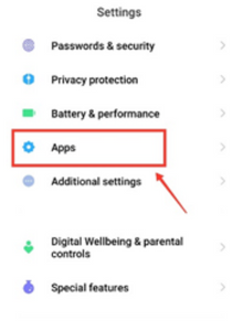 Select Apps from settings