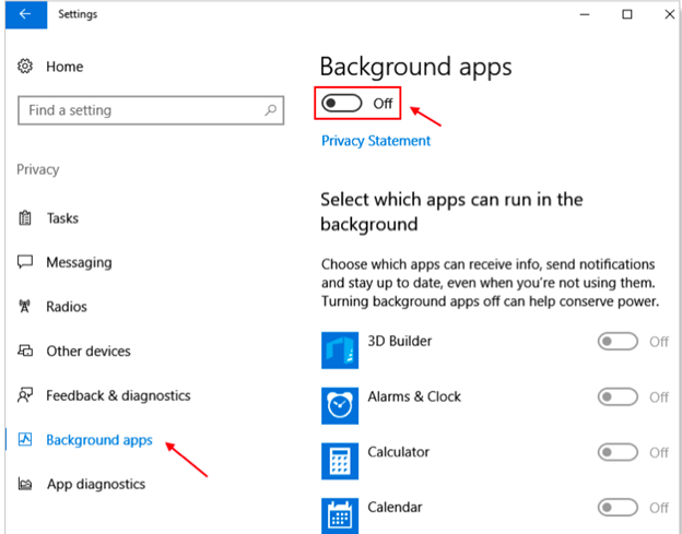 Select Background apps