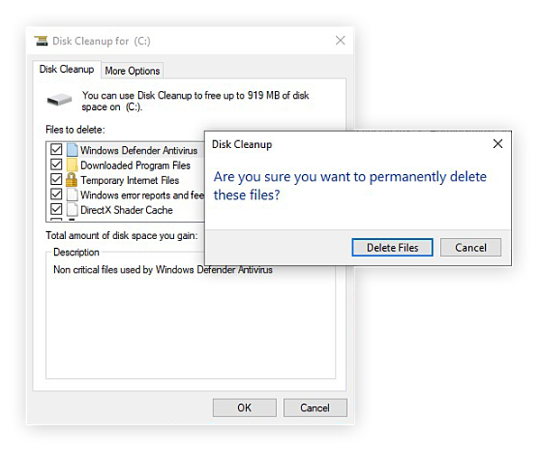 Select Delete Files option
