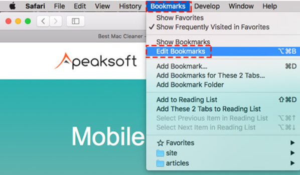 Select Edit Bookmarks