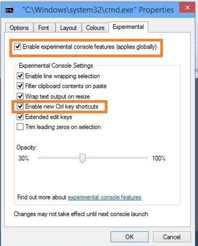 select Enable Experimental Console Features