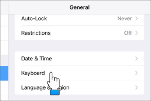 Select Keyboard Option from General