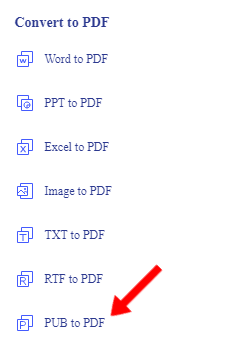 select PUB to PDF