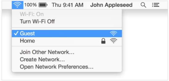 selecting the WiFi icon on mac
