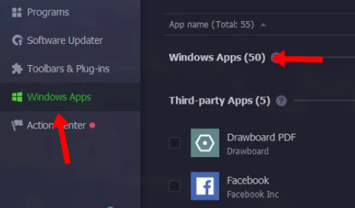 Select the Windows Apps menu