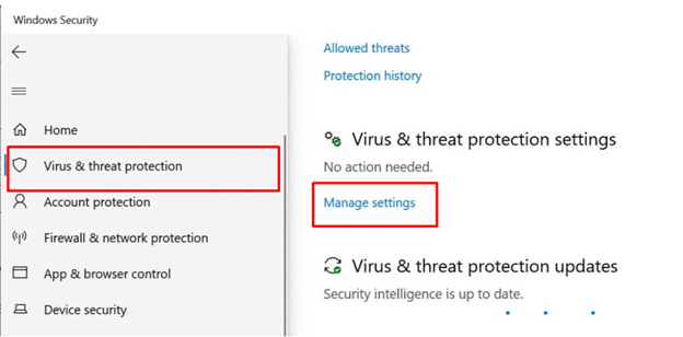 Select Virus and threat