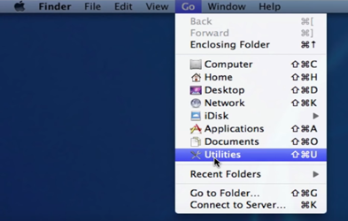 Selecting Utilities from Finder