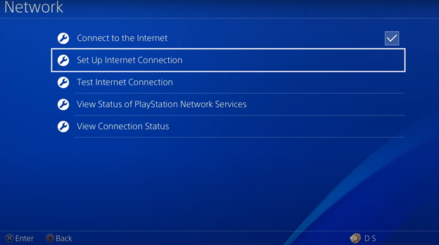 Set Up Internet Connection menu