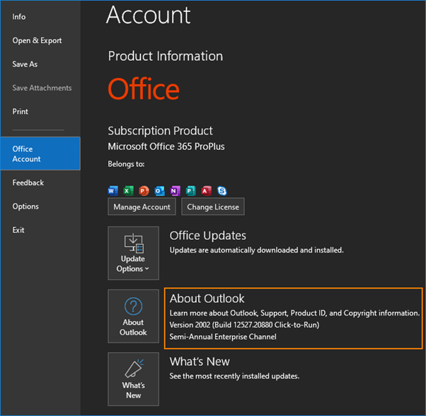 Office Account Settings to Change the Theme