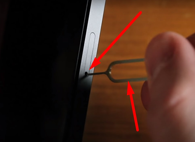 Sim ejector pin inside the slot hole