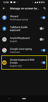 Simple Keyboard with emojis