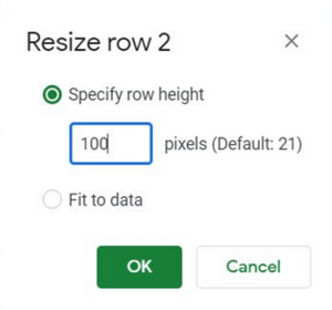 Specify row height