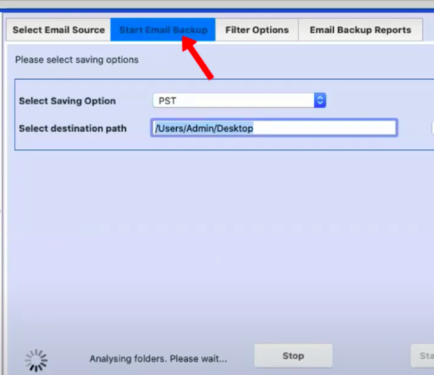 Start Email Backup