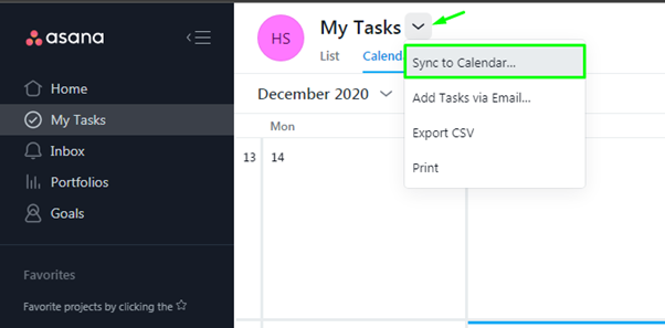 Sync to calendar from my task