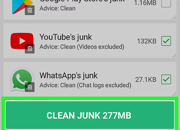 tap on the Clean Junk option