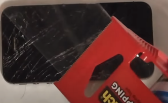 tape over the cracked screen