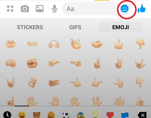 tapping on the emoji icon