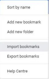 tapping on “Import bookmarks