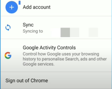 tapping on the “Sync” option