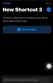 the Add Action option