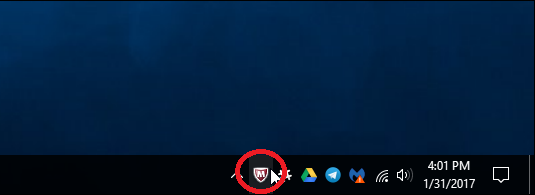 McAfee icon on the taskbar