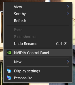 The NVIDIA Control panel