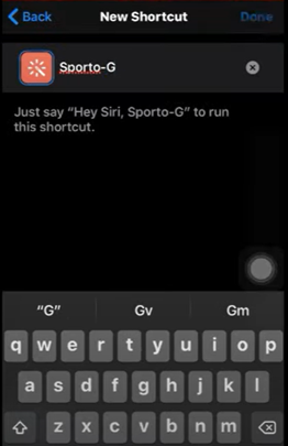 the Shortcut Name bar