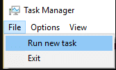 the task manager menu