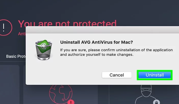 the uninstallation select uninstall