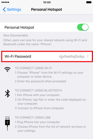 Wi-Fi Password option