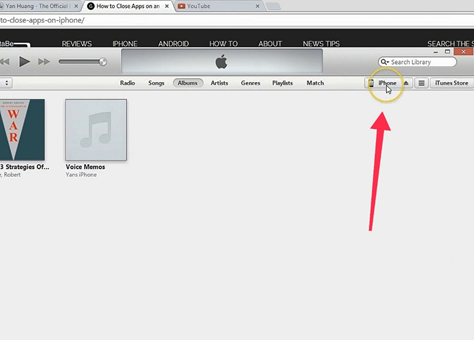 Select iPhone on iTunes