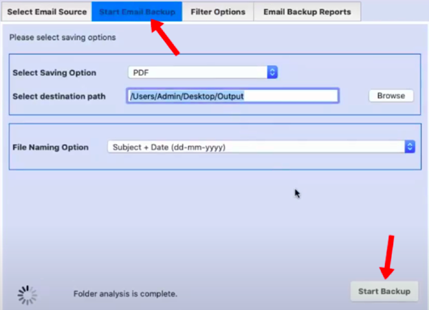 Start Email Backup