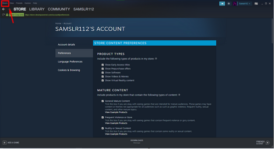 toolbar and click on Steam
