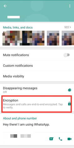 Turning on the “Encryption” feature