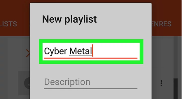 type a name for the new playlist