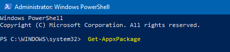 Type in Get AppxPackage