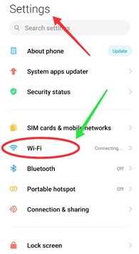 Type WiFi on the search option