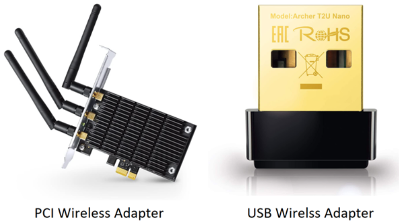 Typical PCI and USB wireless adapter example