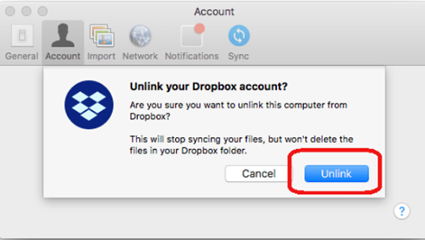 unlink your Dropbox