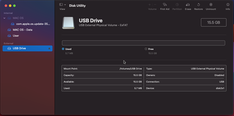 Usb drive properties after erase