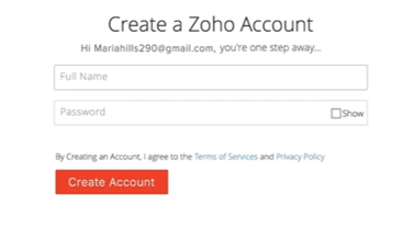 user doesn’t have a Zoho account