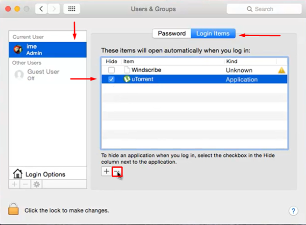 Users account of the uTorrent from the Mac