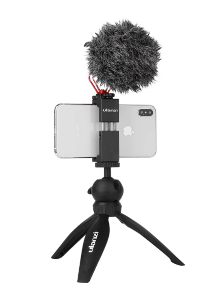 vlog setup with microphone for iPhone