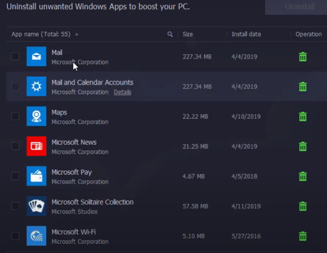 Windows Apps list