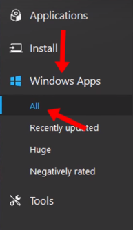 Windows Apps menu and select All