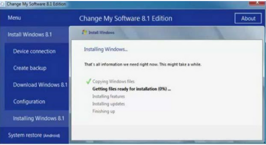 Windows installation process