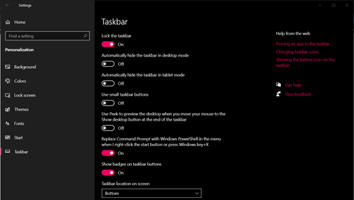 your taskbars settings can be adjusted